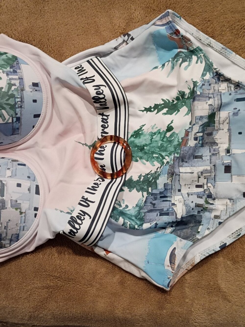 Endless  Printed Swimsuit With Belt Size Large